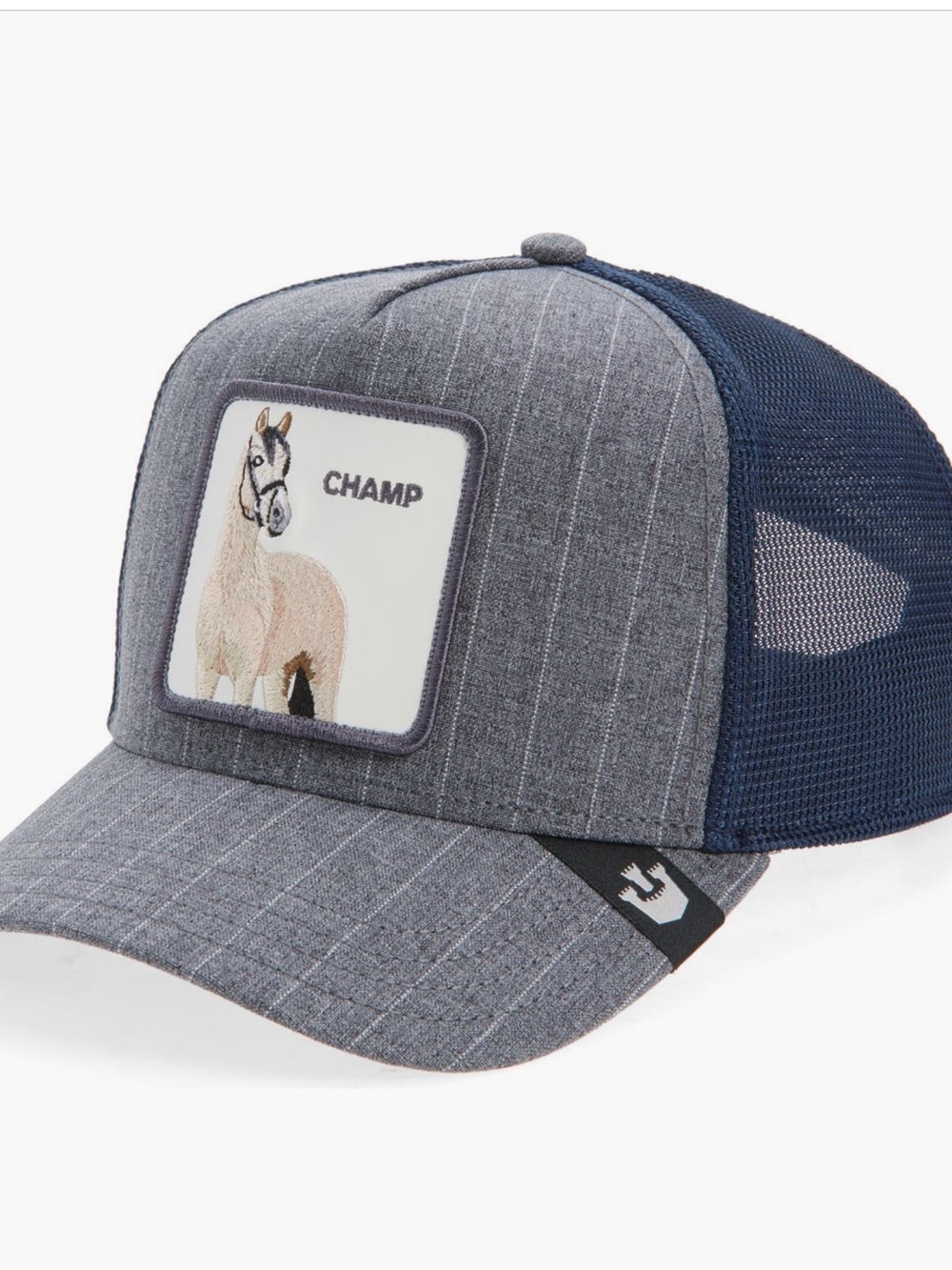 GOORIN BROS Gray & Navy 'Champ' Horse Patch Trucker Hat NWT